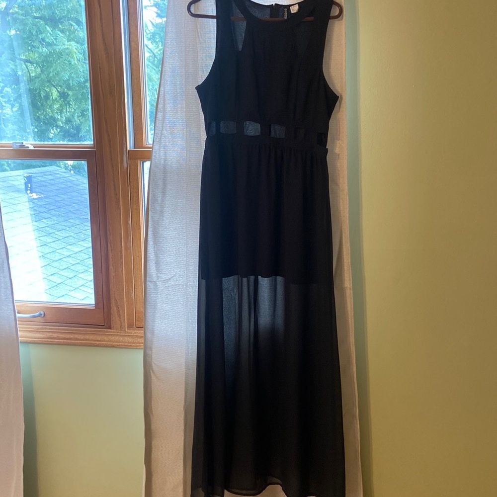 Black chiffon dress with cut outs